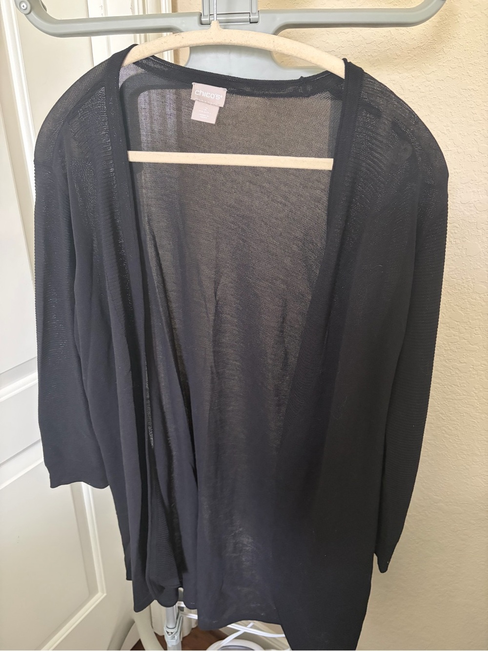 Chico's Black Open-Front Lightweight Cardigan